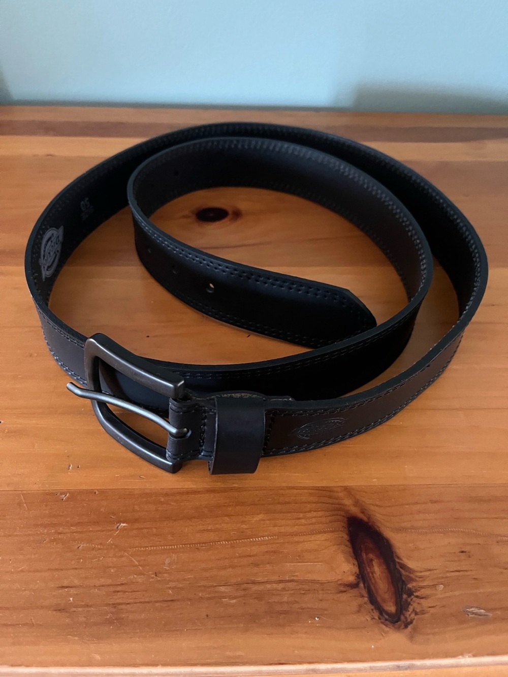 Dickies Black Leather Belt Size 50 Matte Black Buckle 1.5" Big & Tall EUC